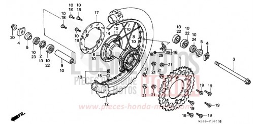 REAR WHEEL (CR500RL/RM) CR500RL de 1990